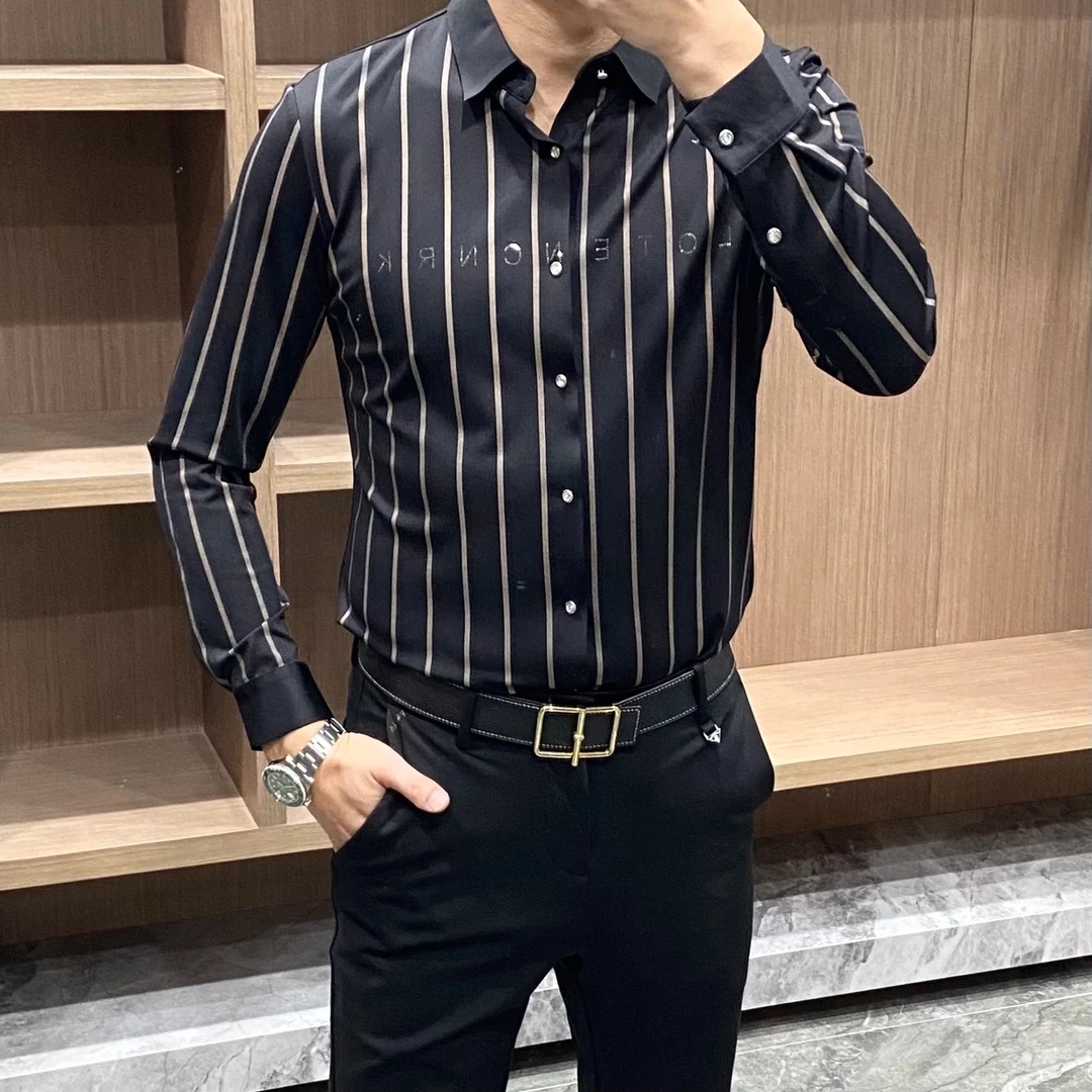 2041秋季新款高品质欧货男装商务休闲男士长袖轻奢衬衫时尚百搭