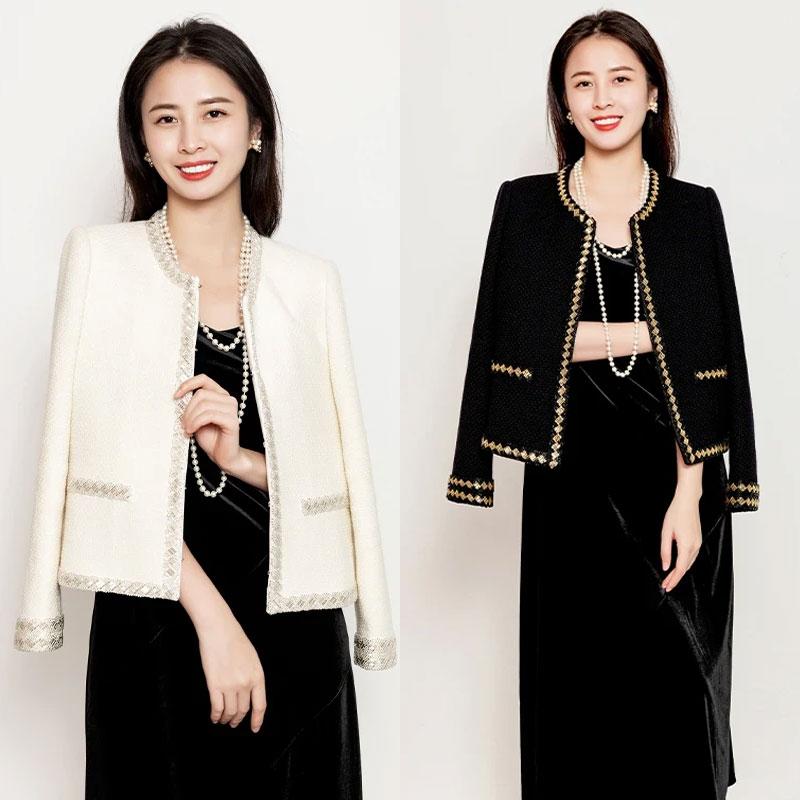 钉珠不起球法式女长袖羊毛短外套时尚百搭女装TVDC304