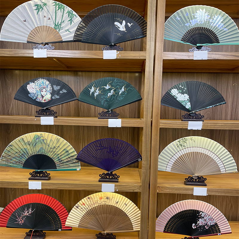 直播扇子夏天便携古风女式随身古典中国风汉服旗袍折叠小扇子竹扇