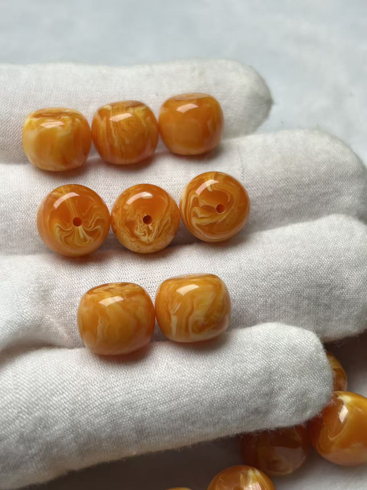 精品俄料烤色老蜡精工老型妖花文玩配饰二代蜜