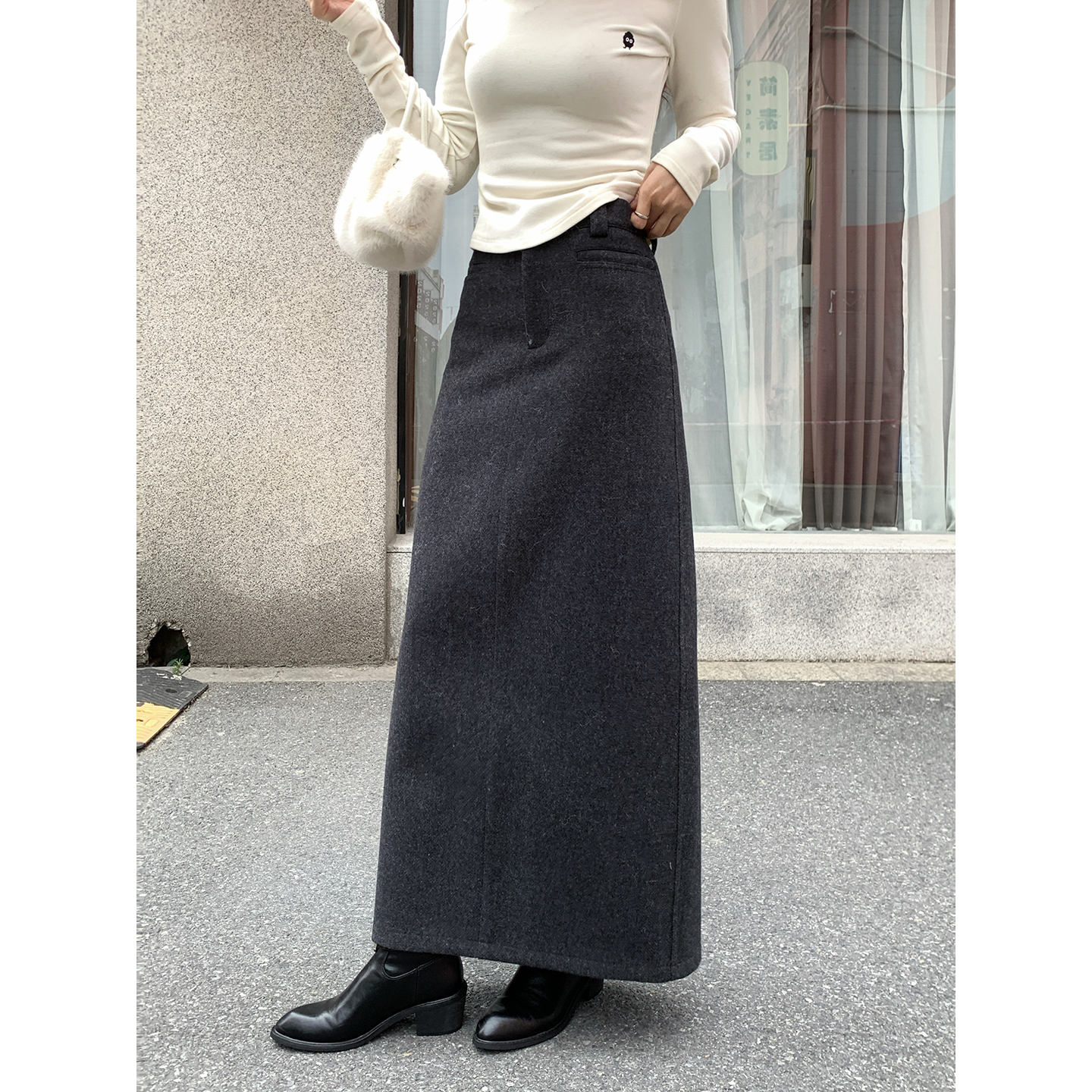 甜辣多多【秋冬战裙】羊毛半身裙女2025年冬显瘦半身长裙