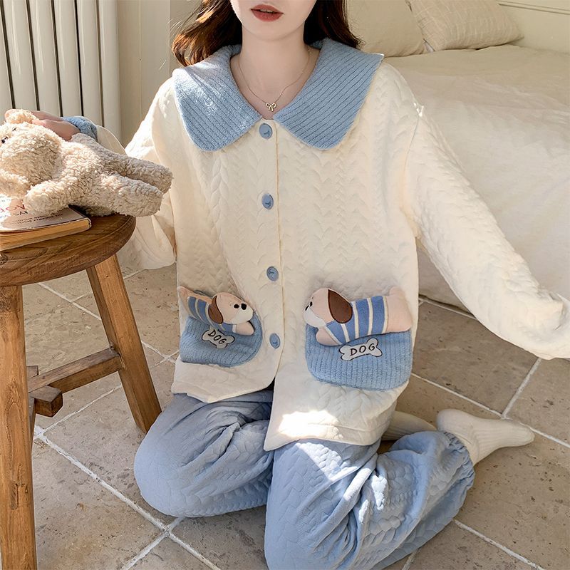 蕉内空气棉夹层睡衣女秋冬季新款加厚甜美卡通长袖保暖少女家居服