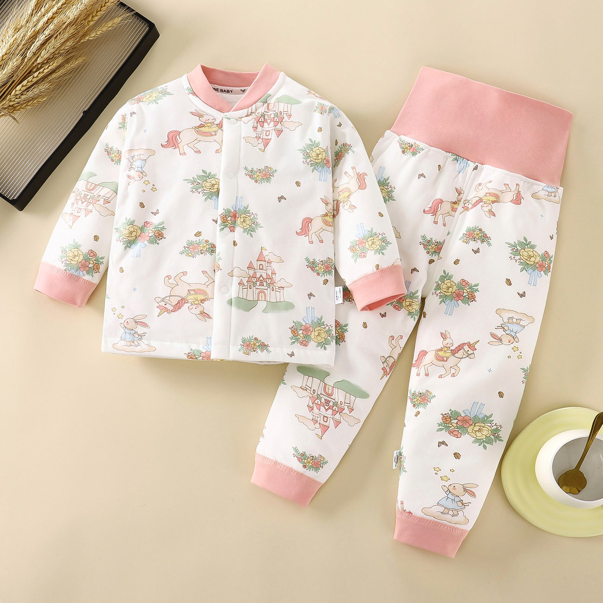 宝宝三层夹棉保暖内衣套装加厚婴儿衣服男童女童秋冬纯棉儿童睡衣