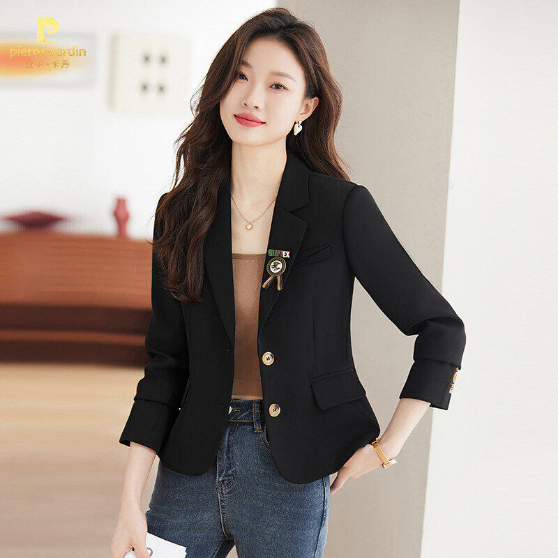 皮尔卡丹秋冬女士流行气质短外套显瘦短款小个子时尚洋气休闲百搭