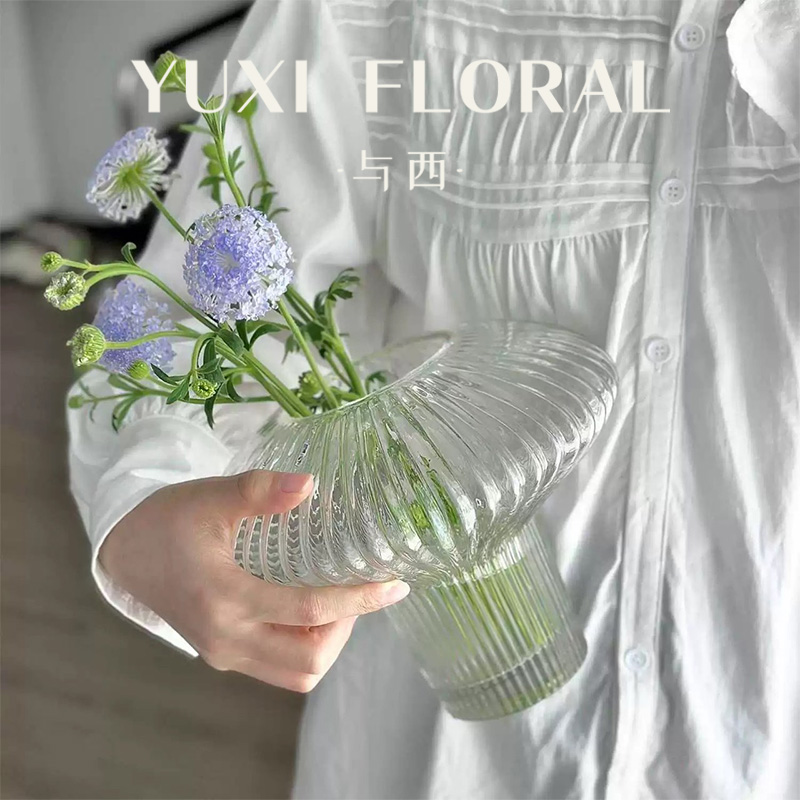 YUXI/与西荷风天际之旅花瓶简约客厅花瓶绿植ins透明花瓶高级感