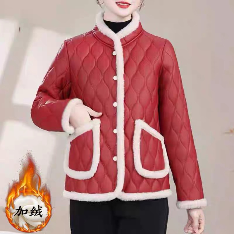 【衣雅严选】8099-2639#新款加绒加厚女士精品保暖皮衣棉服外套