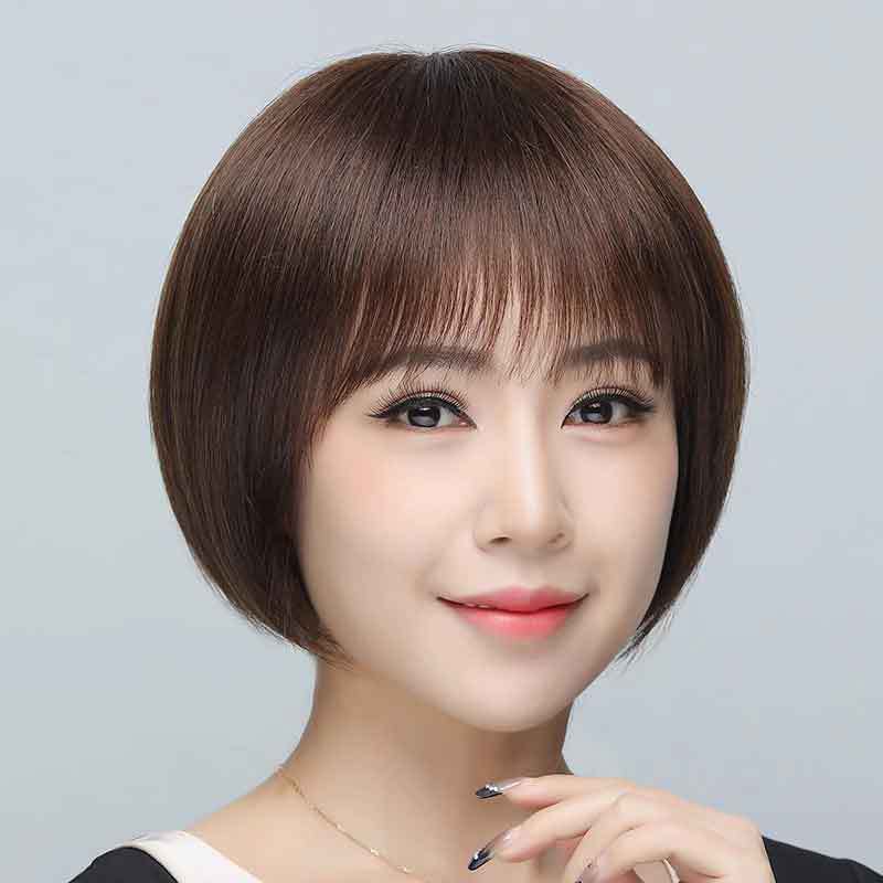 假发真发全真人发波波头假发女全头套短发中老年女妈妈假发套现货