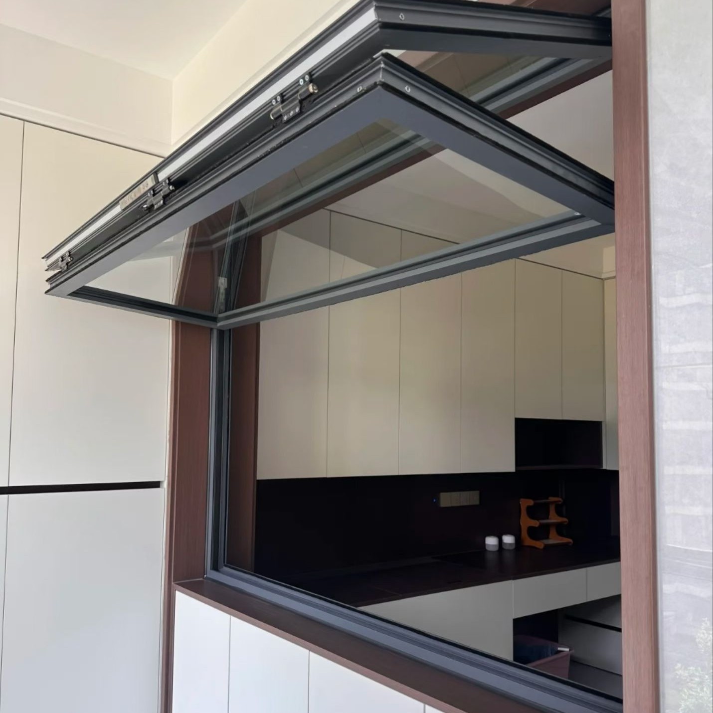 上下折叠铝合金门窗手动提升推拉窗适用于奶茶咖啡店