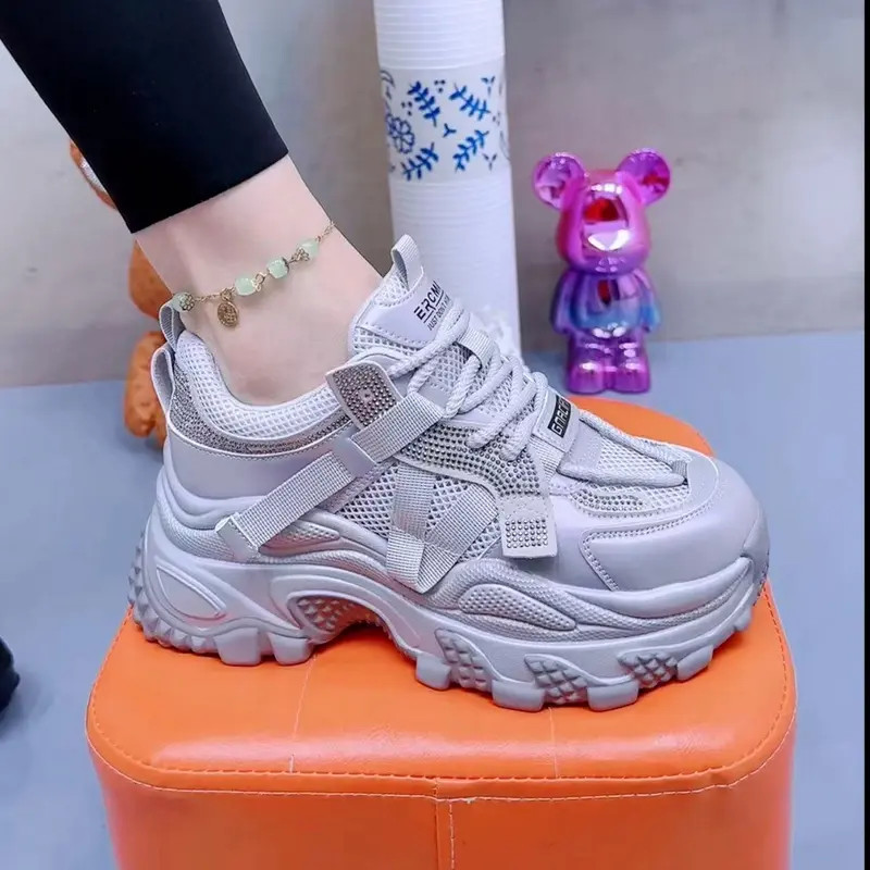 2025专柜轻奢夏季新款炫彩增高老爹鞋舒适透气时尚百搭软底软面鞋