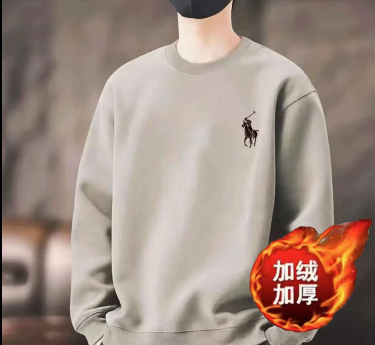 WY[一折粉丝福利]2025冬季加绒加厚新款潮牌圆领宽松卫衣印花加绒