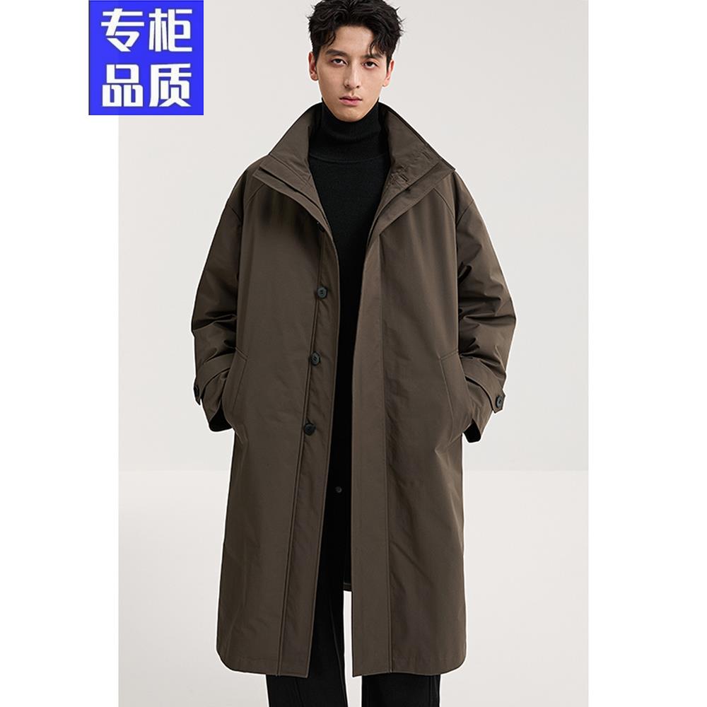 【品牌断码】【90鹅绒】风衣式中长款羽绒服男冬季新款高端鹅绒服