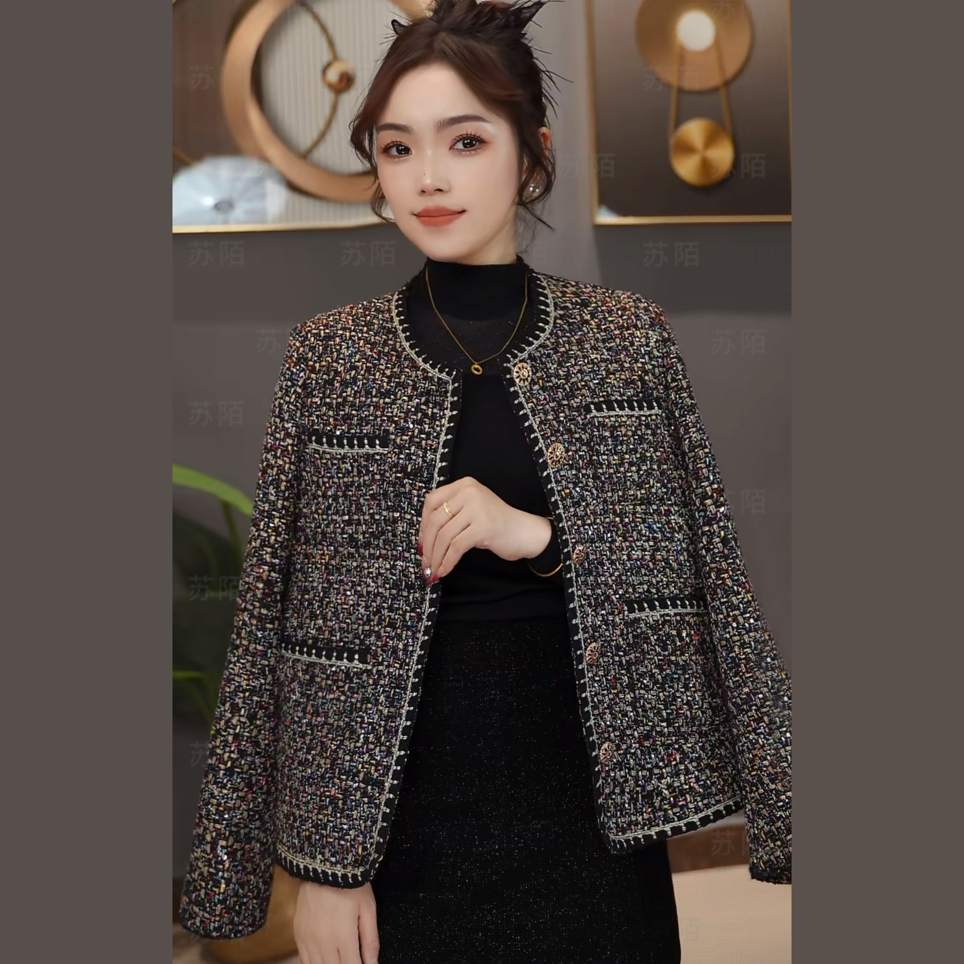 法式羊毛小香风外套2025新款精致感气质短款时尚百搭秋冬休闲外套