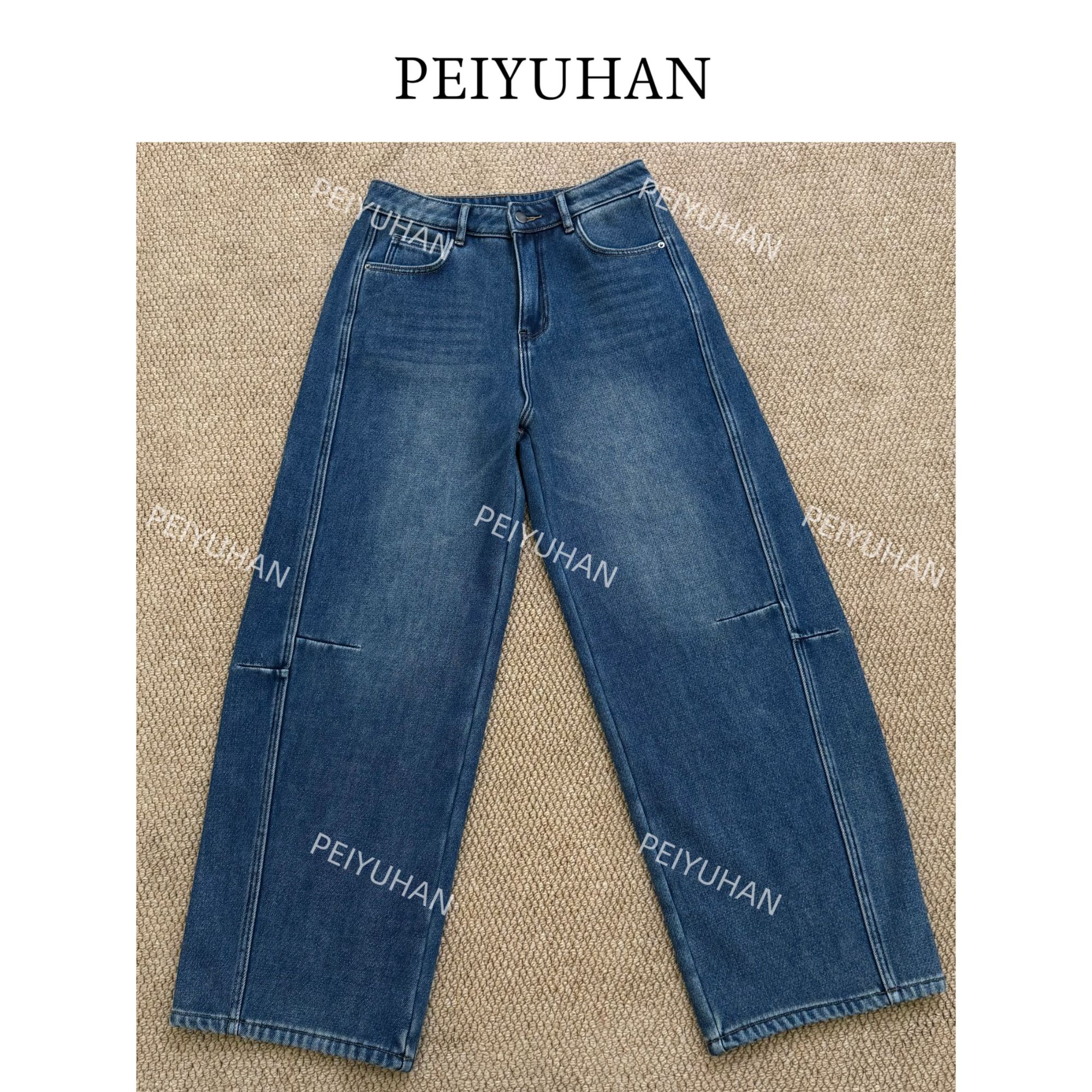 PEIERNA佩佩PC 【微弯刀阔腿牛仔裤】加绒牛仔裤 K12594 6126107