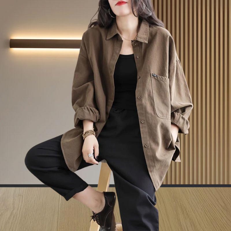 大码休闲风衬衣洋气百搭宽松气质2025年春秋季新款衬衫小个子女士