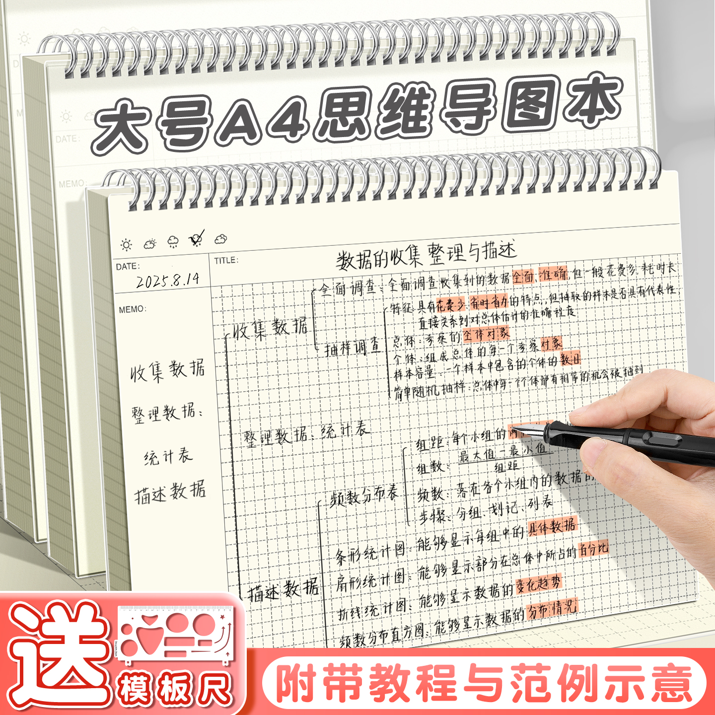 线圈思维导图本a4框架图笔记本方格线圈本线环本大号康奈尔笔记本