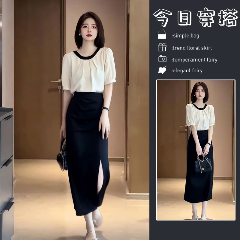 夏季搭配一整套时尚减龄洋气高级感干练气质小香风上衣半身裙套装