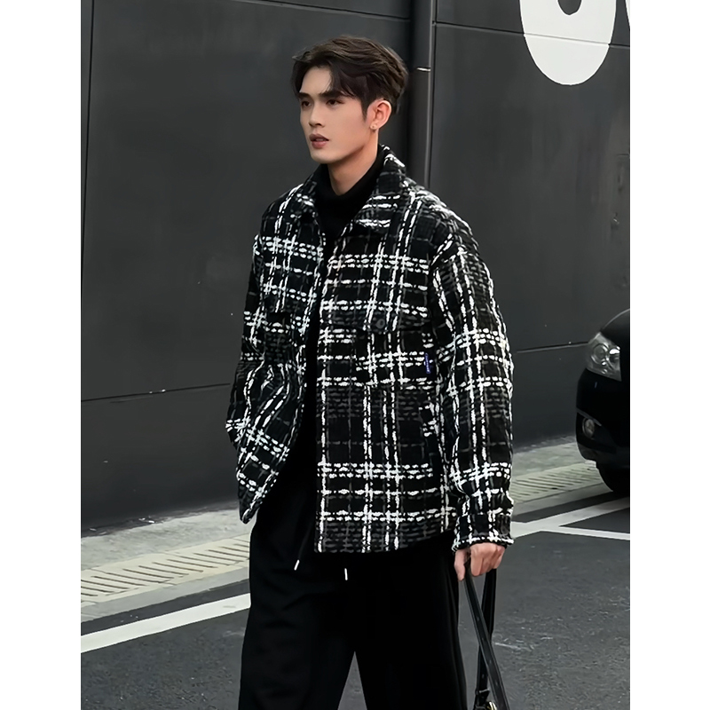 【国标90白鸭绒】提花设计保暖翻领羽绒服男个性潮流舒适帅气外套