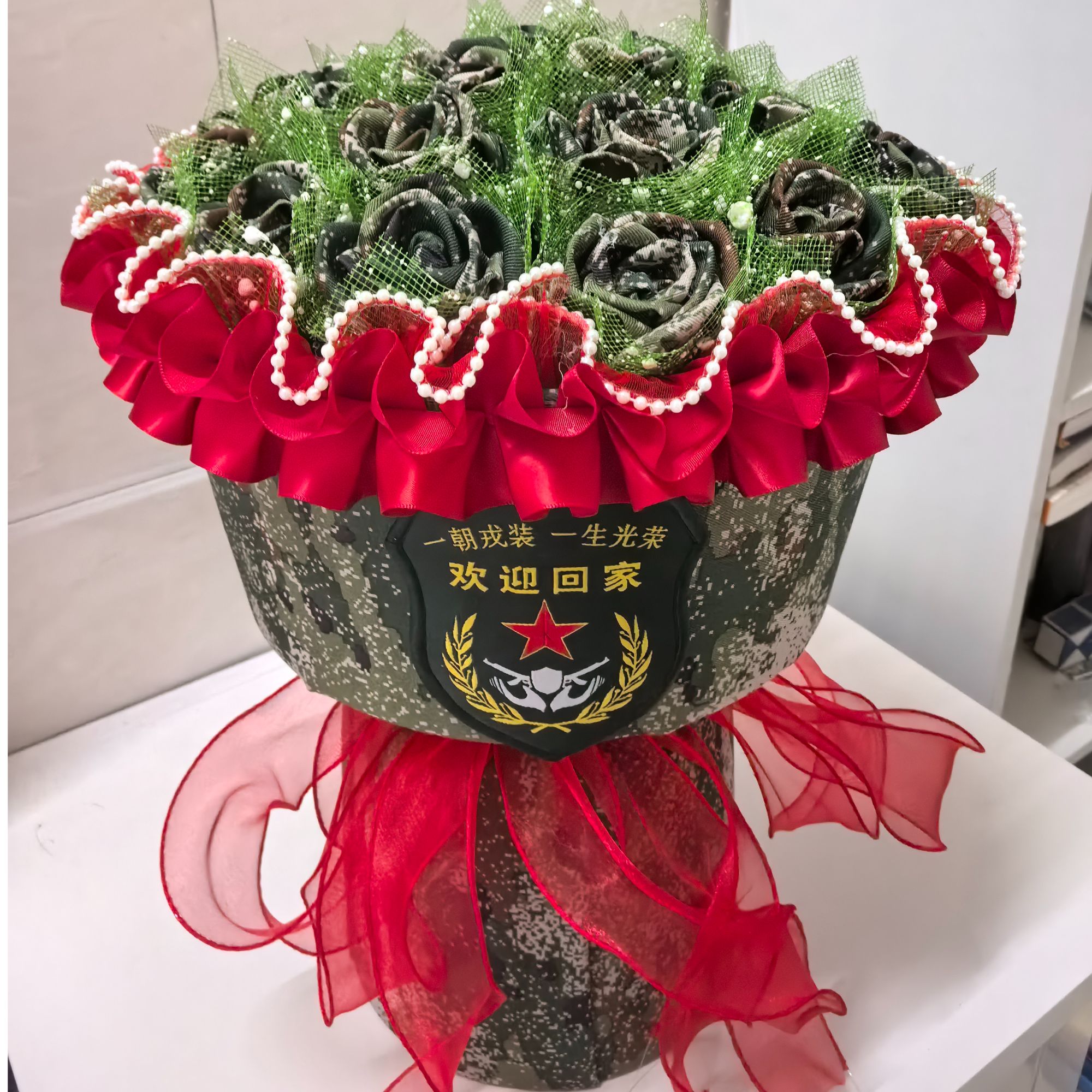 【顺丰加急】迷彩花束手捧花休假退役礼物