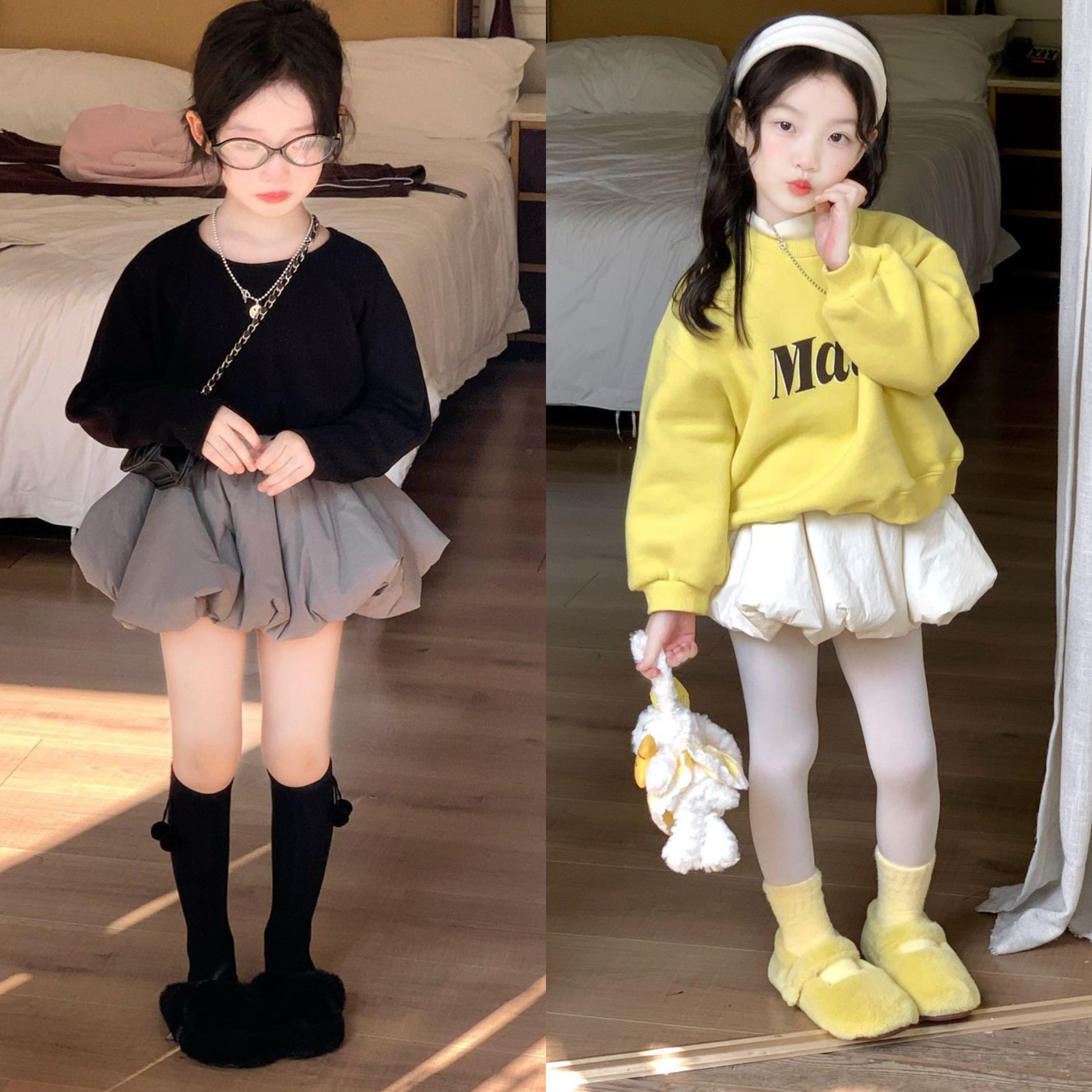 Bmy2025wt 女童2025冬季新款韩版洋气花苞裙防走光蛋糕裙时尚裙裤