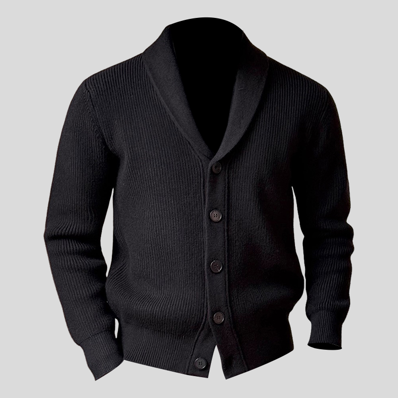 ohmmayby秋冬V领开衫毛衣厚款高级英伦针织衫青果领线衣保暖外套