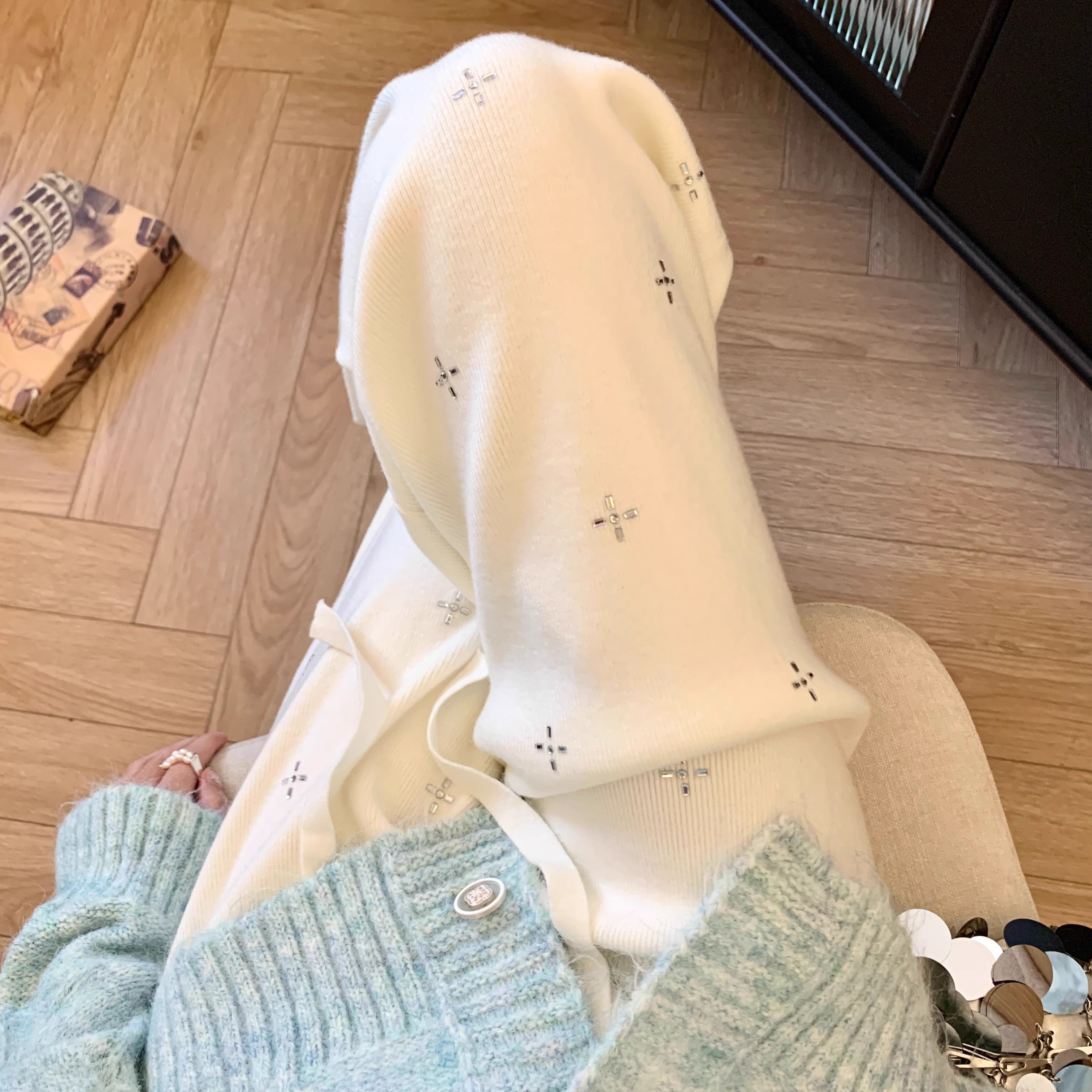 孕妇裤秋季时尚网红款2025年重工烫钻宽松垂感直筒阔腿裤秋天外穿