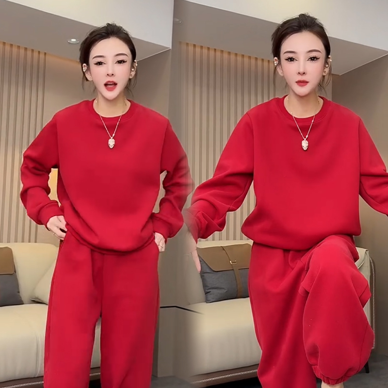 2025秋冬新款时尚显瘦气质网红高档套装女高级百搭宽松大码两件套