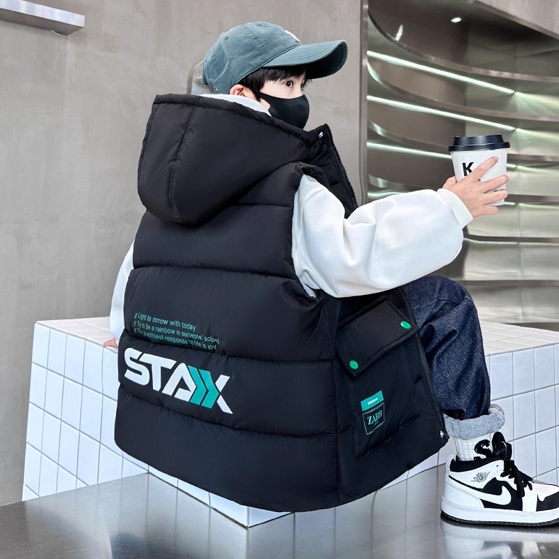 儿童装男童马甲秋冬款2025新款背心大童男孩羽绒棉加厚外穿冬季潮