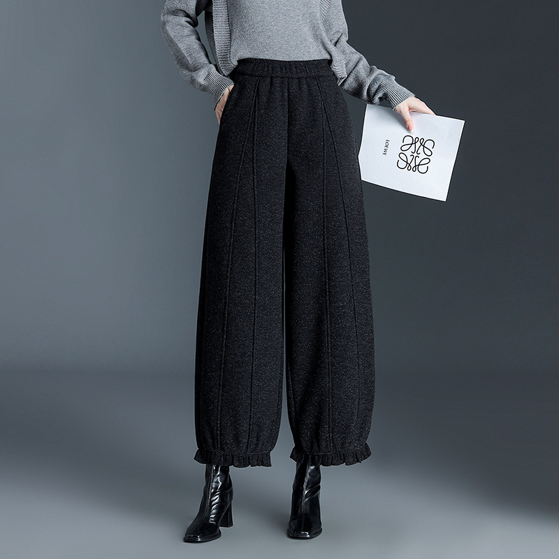 加厚毛呢花苞灯笼裤女秋冬2025年新款宽松显瘦休闲裤子九分裤女裤