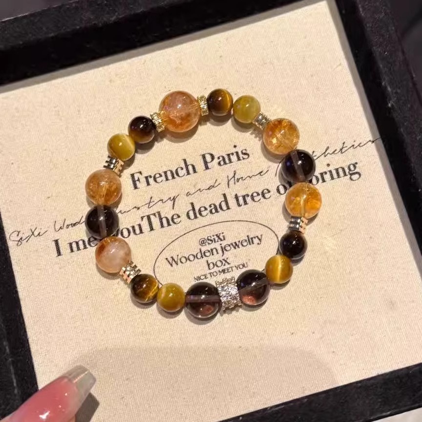 钛钢手链 金霸大综合！稳了！爆款同款彩色串珠虎眼石手串招财转运