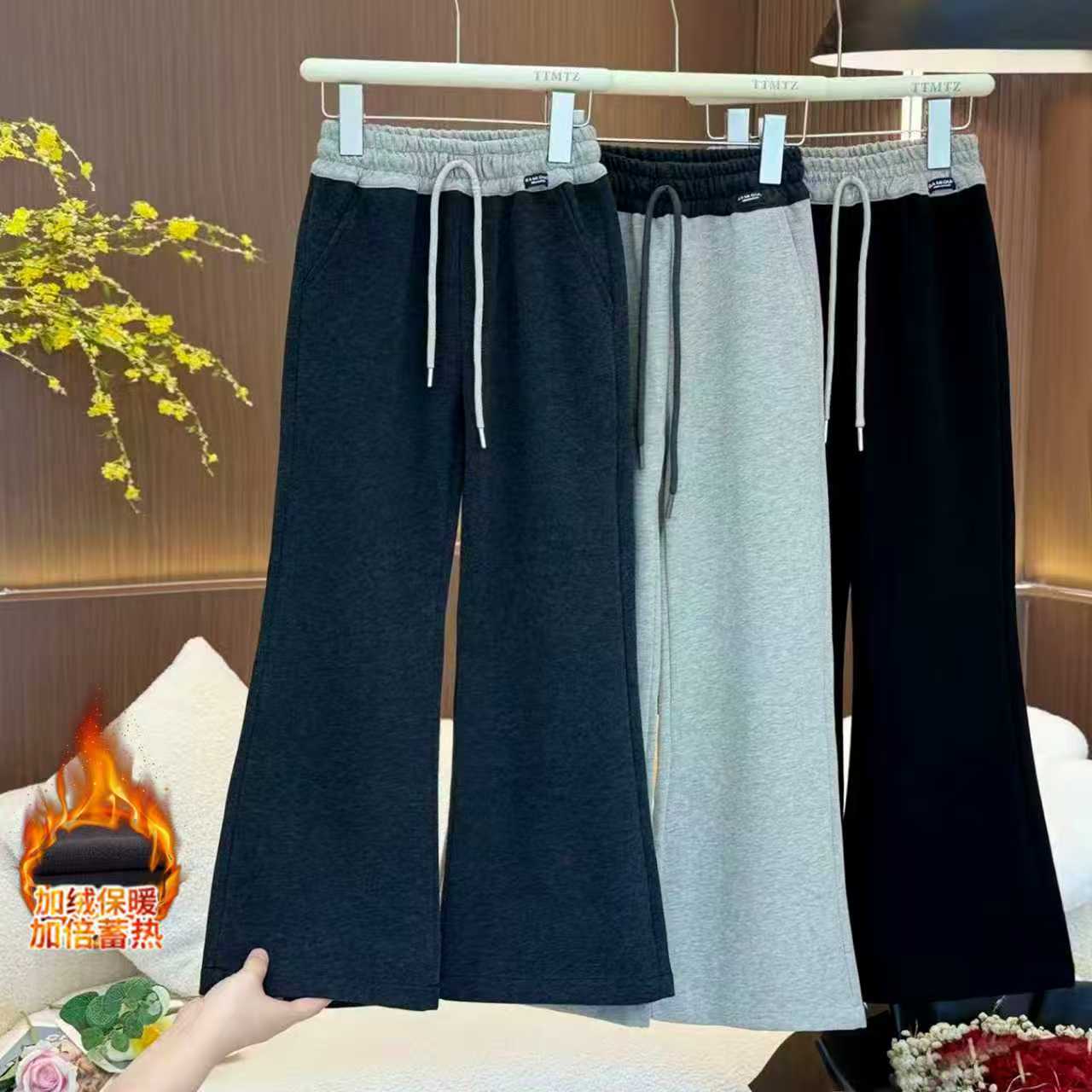 【实体品质.加绒】女童休闲裤2025秋冬中大童微喇裤高腰休闲裤2976