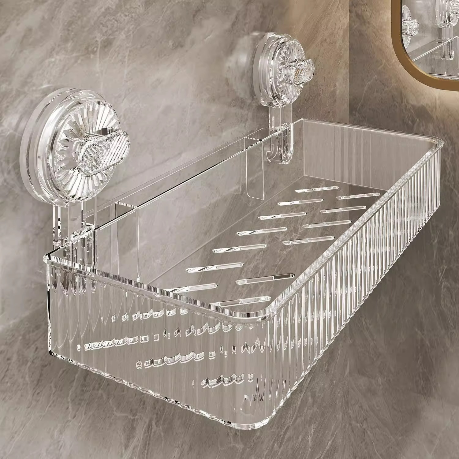 优勤吸盘浴室置物架卫生间架子壁挂式免打孔的洗手台洗漱台收纳盒