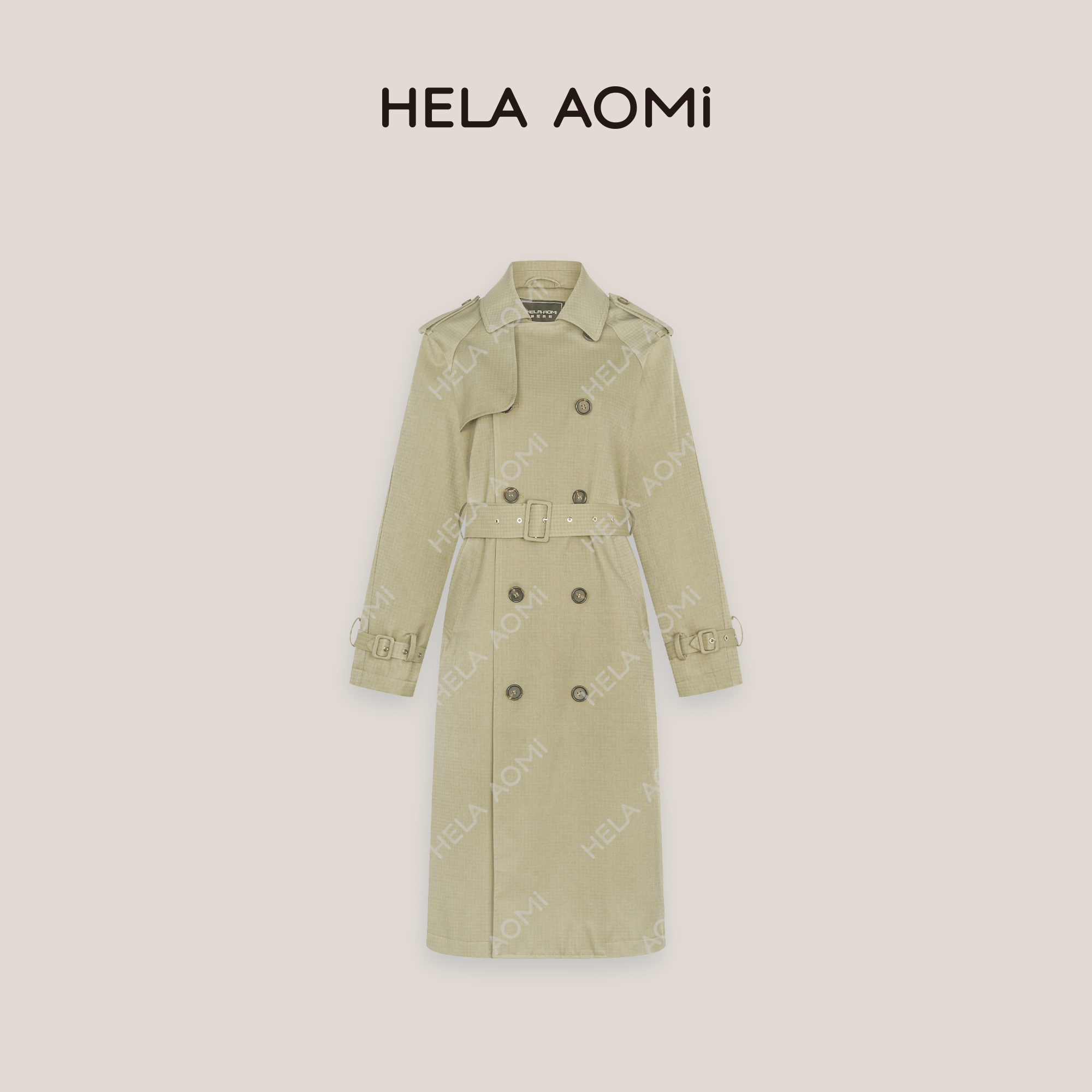 HELA AOMI“常青藤”英伦风松弛廓形双排扣落肩休闲长款风衣