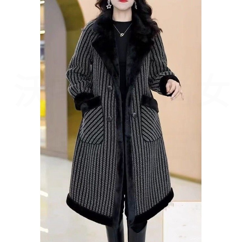 女款外套爆款奥特莱斯羊毛感加绒大码毛呢洋气大衣女2023时尚