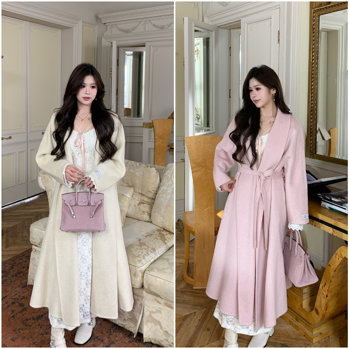 李潇洒【倾城之恋】微胖大码冬大翻领廓形长款羊毛双面呢松弛感大衣