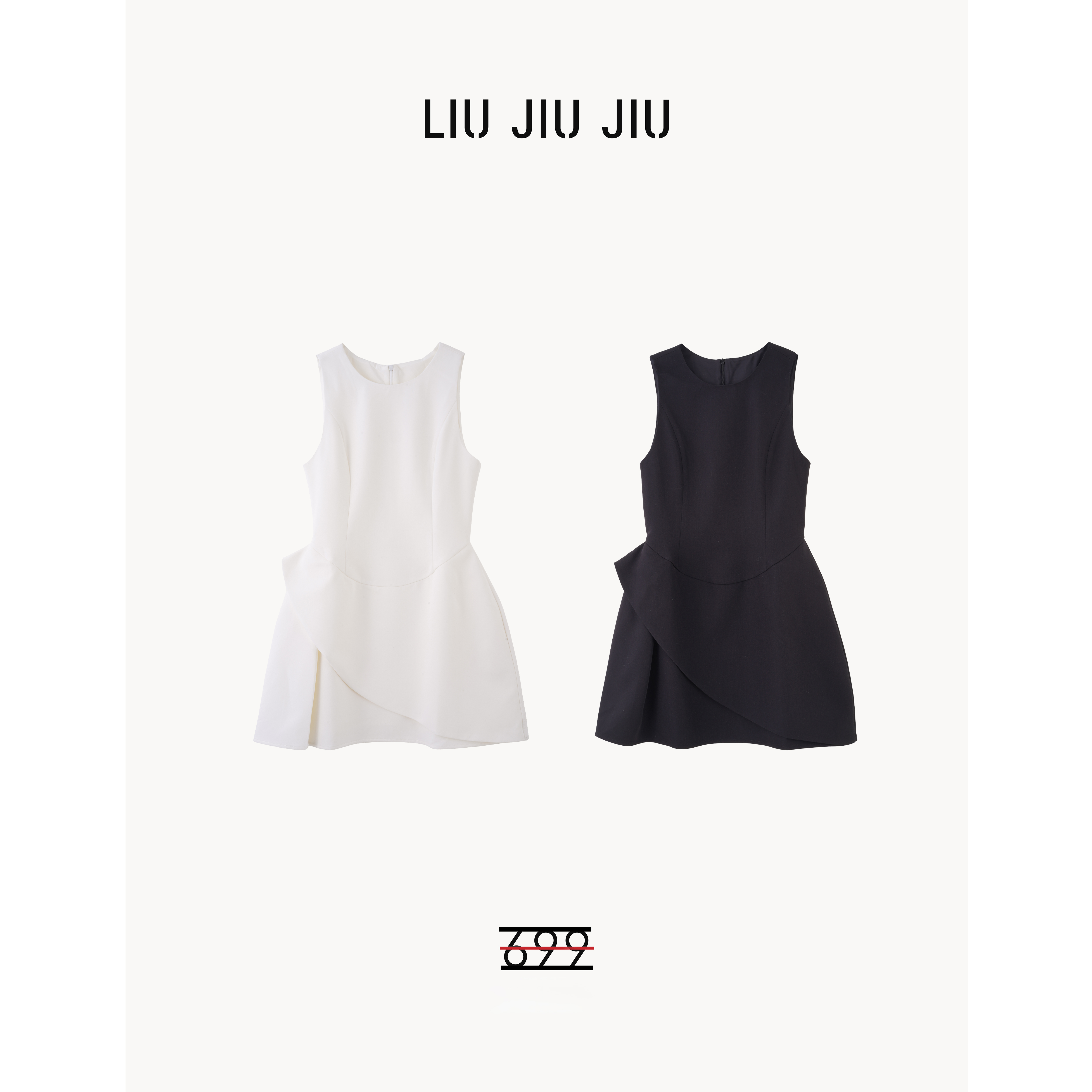 LIUJIUJIU 韩系高品气质收腰不规则设计花苞轻奢连衣裙LYQ3854L