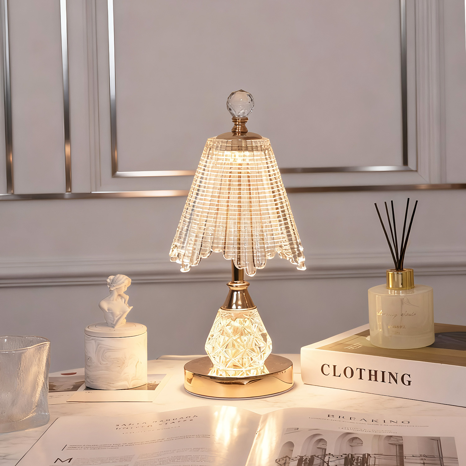 水晶台灯卧室床头灯轻奢高级感ins少女风2026新款复古床头柜台灯