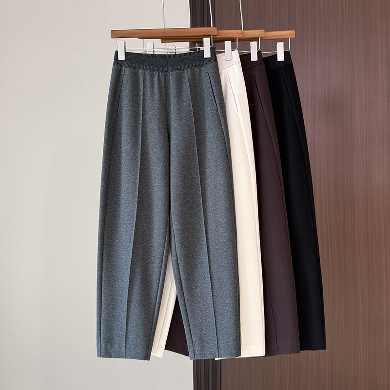 2025秋季新款斜纹澳棉针织哈伦裤女松紧腰小脚显瘦九分裤休闲裤