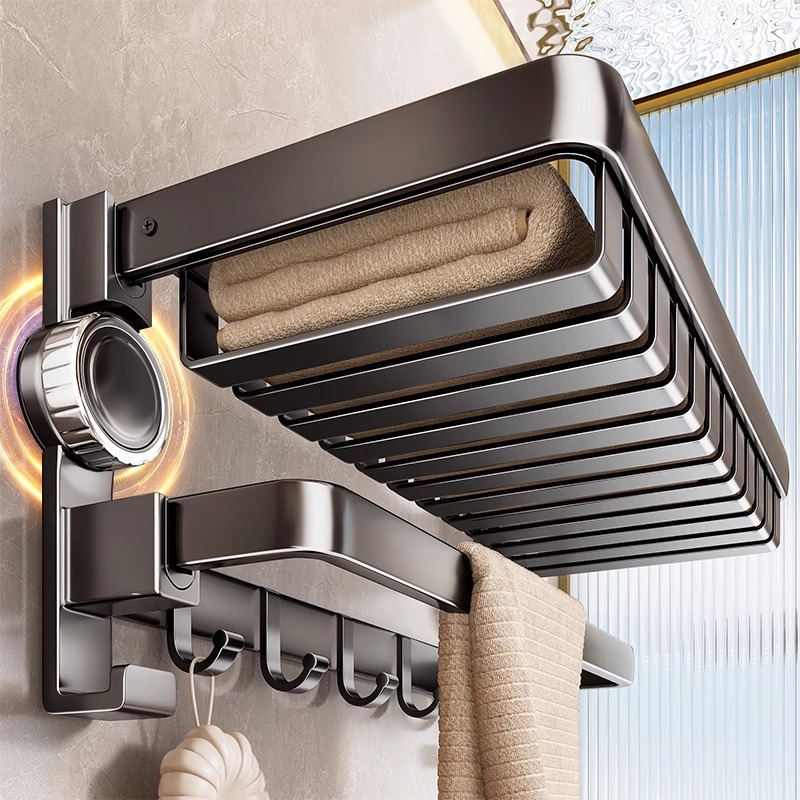 百年正和吸盘毛巾架浴室置物架卫浴洗手间卫生间收纳免打孔浴巾架