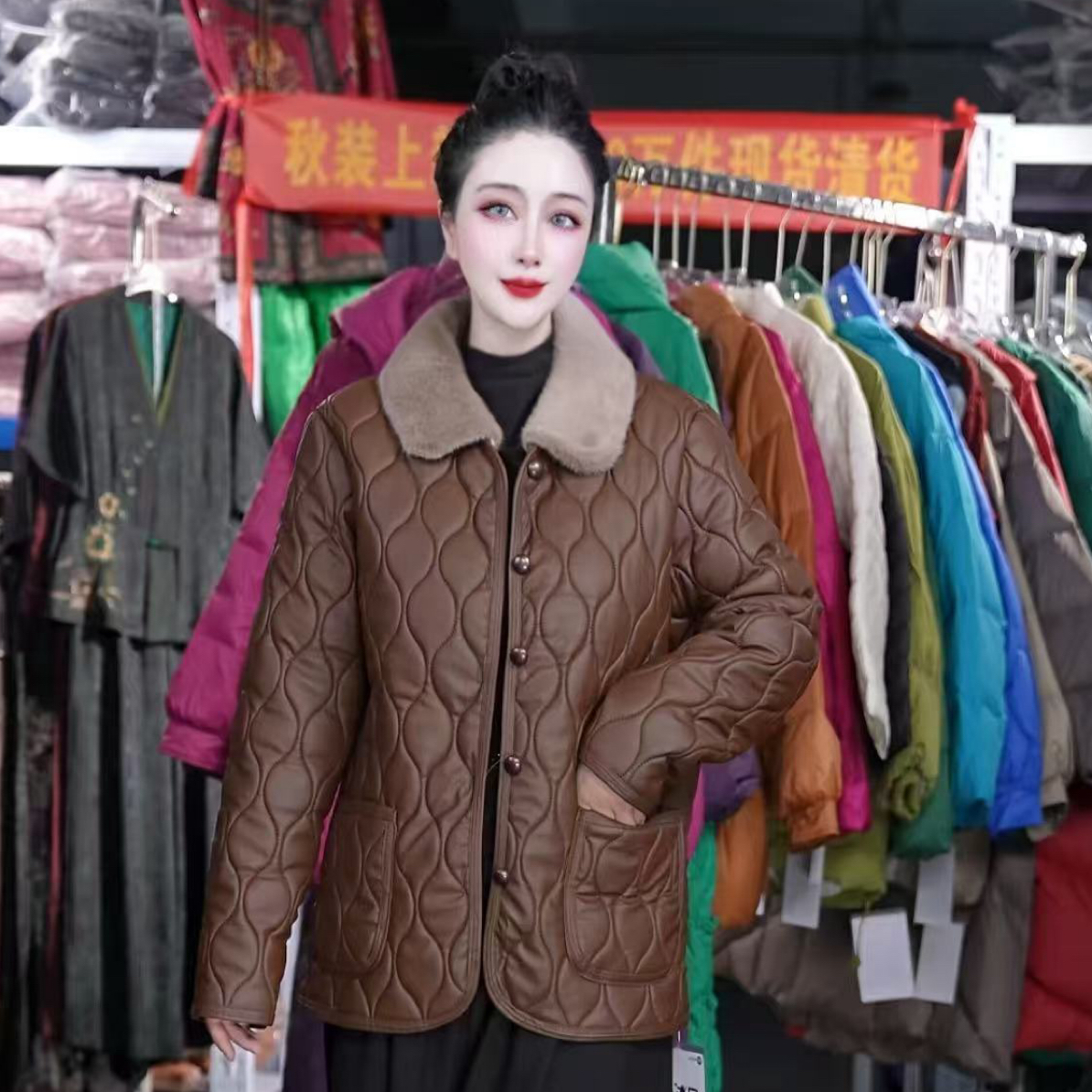 保暖短款POLO领大码纯色冬装时尚女装气质