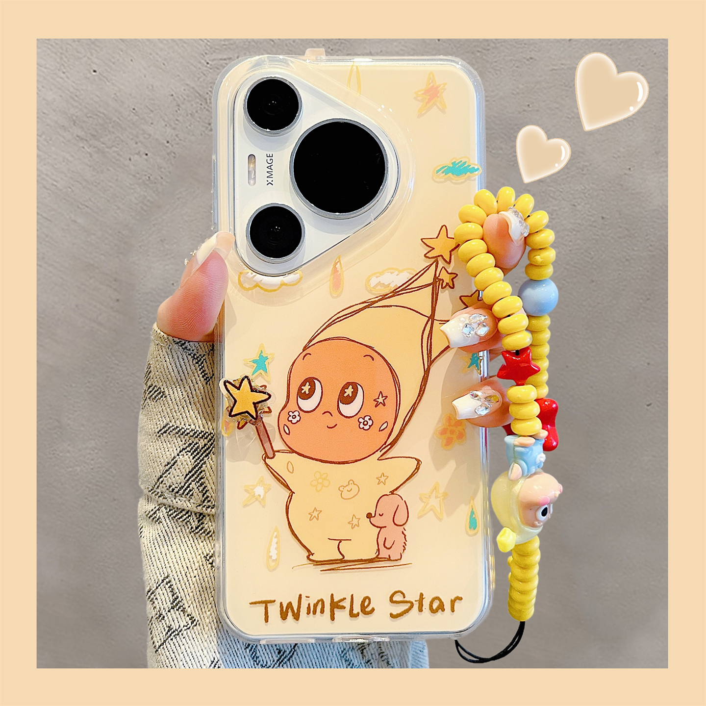 适用华为pura70pro+手机壳可爱卡通魔法棒星星人手链pura80pro女