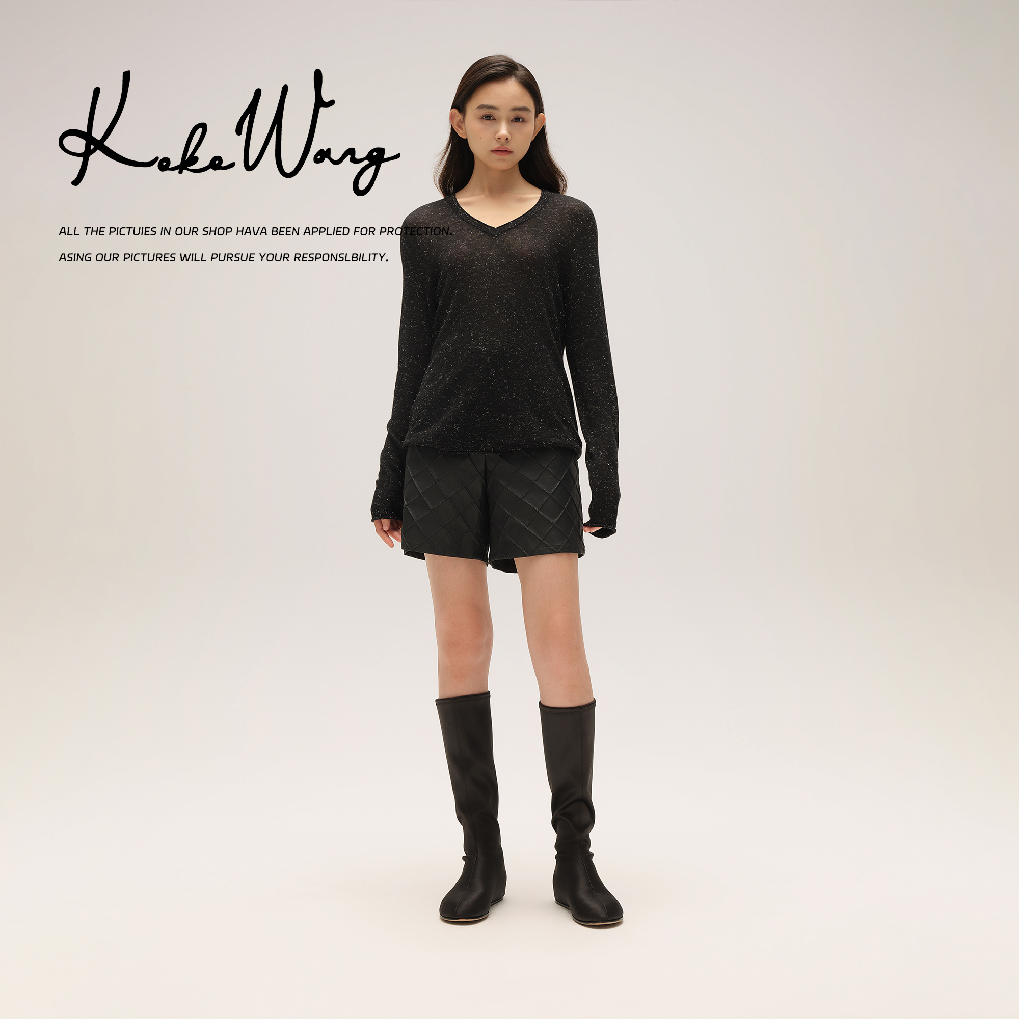 KOKOWANG秋冬新款薄款羊毛羊绒混纺长袖套头针织衫N5325G23Z42