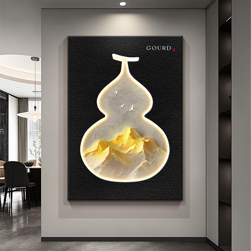 现代轻奢高级感客厅装饰画葫芦金山入户玄关挂画2025新款靠山壁画