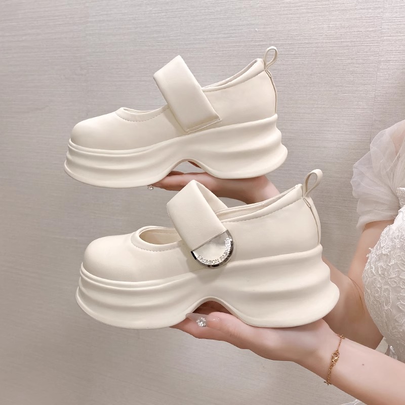 婚鞋女孕妇主婚纱神器新娘鞋婚礼伴娘鞋玛丽珍鞋松糕鞋厚底增高鞋