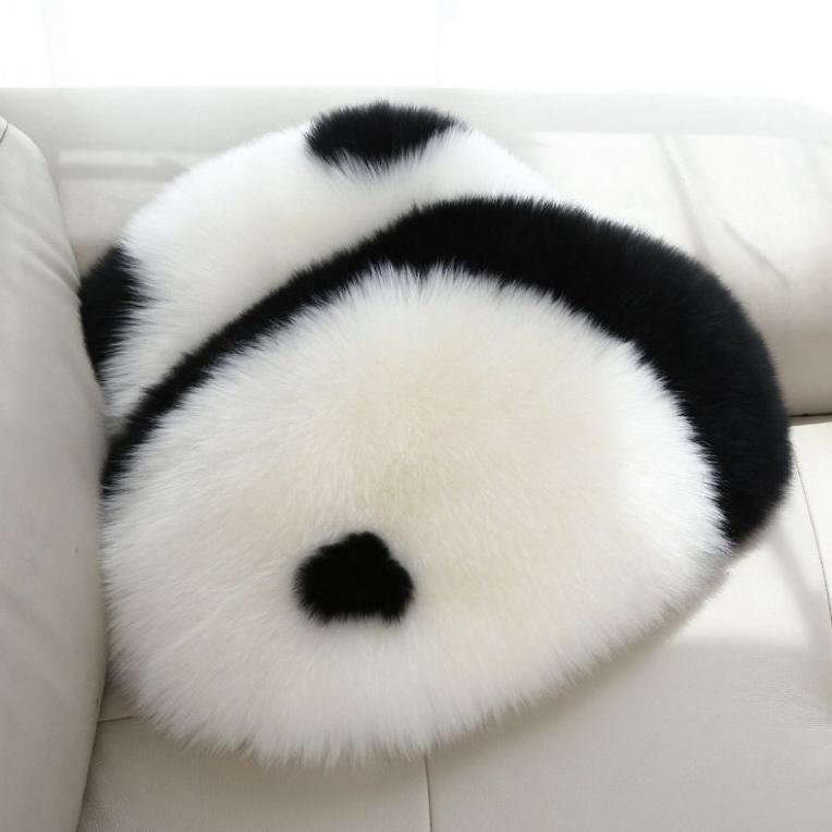 狐狸长毛绒熊猫抱枕萌兰花花背影腰靠垫搬家情沙发坐垫四季通用