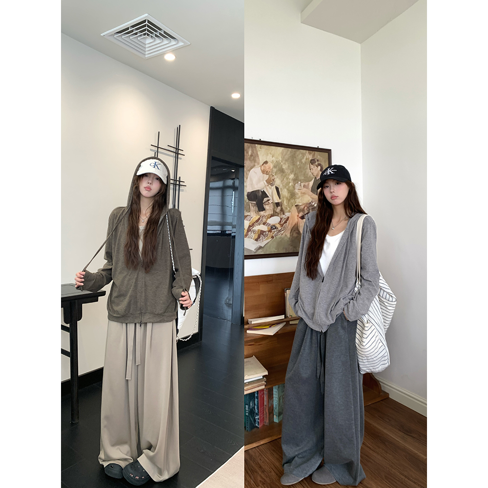 秋季新款韩版宽松休闲慵懒风假两件连帽外套女 60616