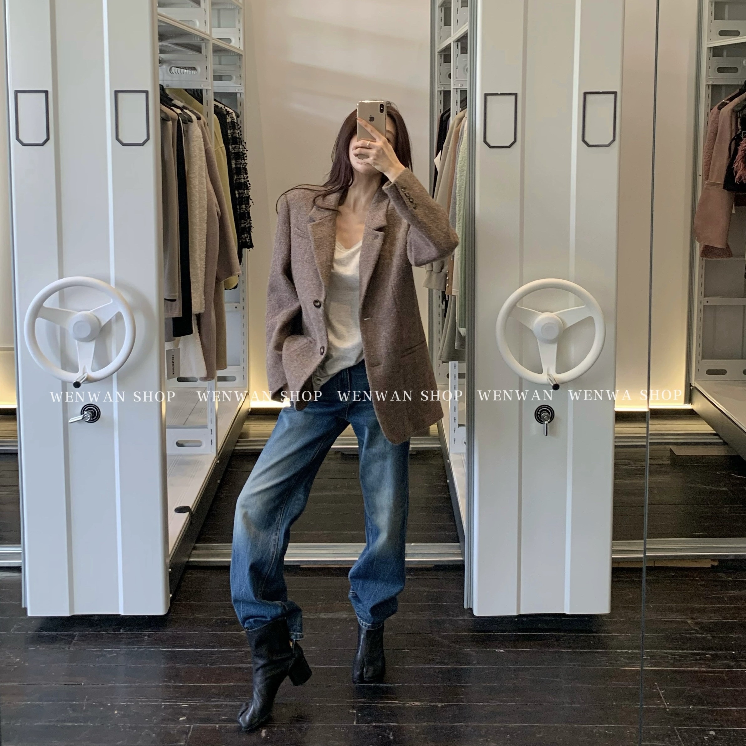 【人生牛裤】经典猫须自然水洗直筒蓝色牛仔裤