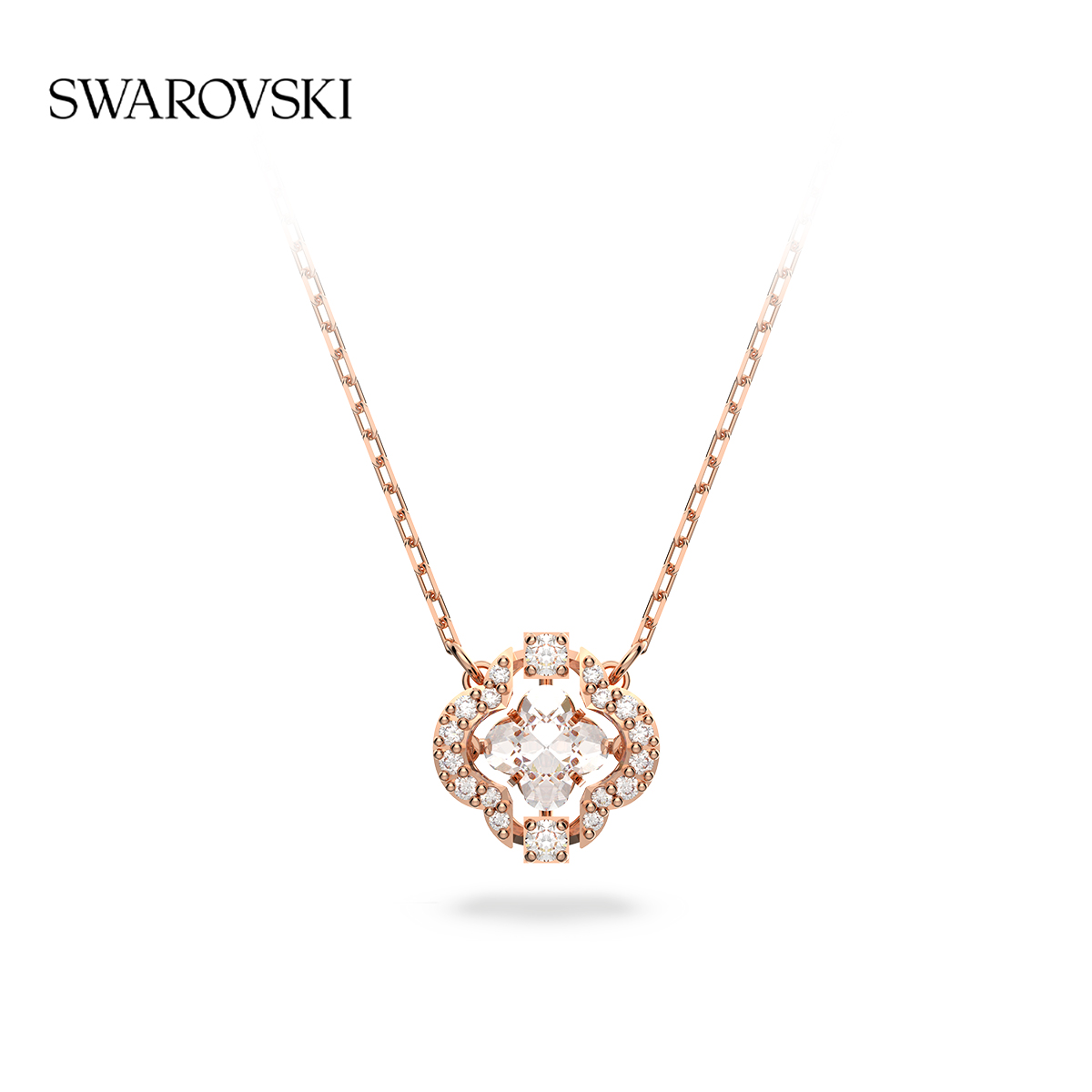 合金仿水晶项链 施华洛世奇项链锁骨毛衣链女可跳动幸运四叶草