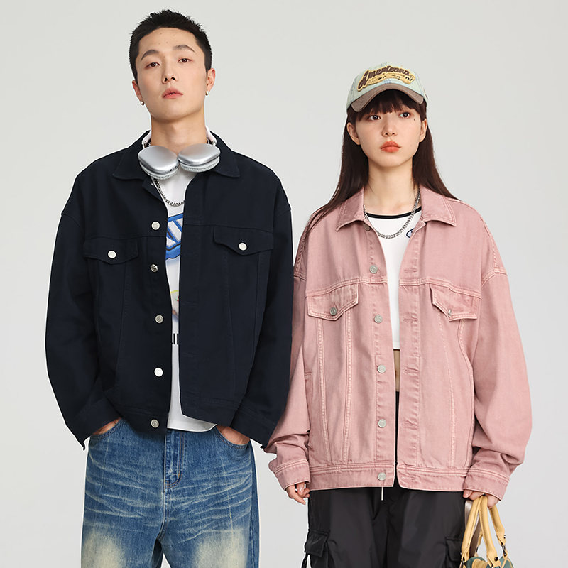 街拍国潮牛仔外套男女街舞夹克通勤休闲上衣宽松痞帅百搭高级感