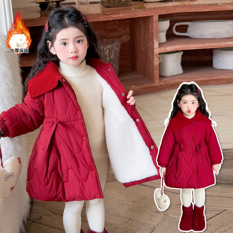 【新疆西藏包邮】女童棉服冬季2025新款女宝宝加绒外套加厚儿童冬