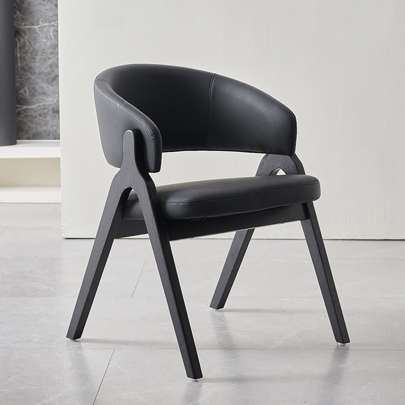 意式极简北欧实木家用简约现代酒店轻奢高端餐椅设计师软包靠背椅